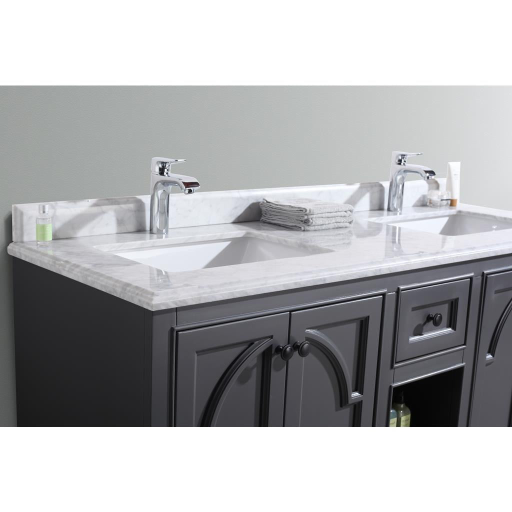 Laviva Odyssey 60" Maple Grey Double Sink Bathroom Vanity#top-options_white-carrara-marble-top