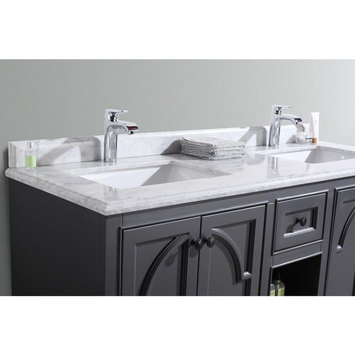 Laviva Odyssey 60" Maple Grey Double Sink Bathroom Vanity#top-options_white-carrara-marble-top