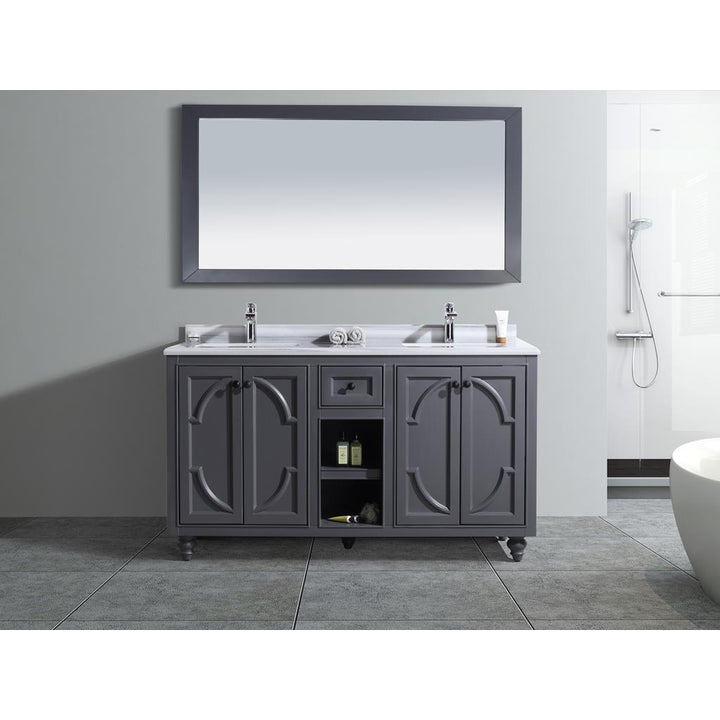 Laviva Odyssey 60" Maple Grey Double Sink Bathroom Vanity#top-options_white-stripes-marble-top