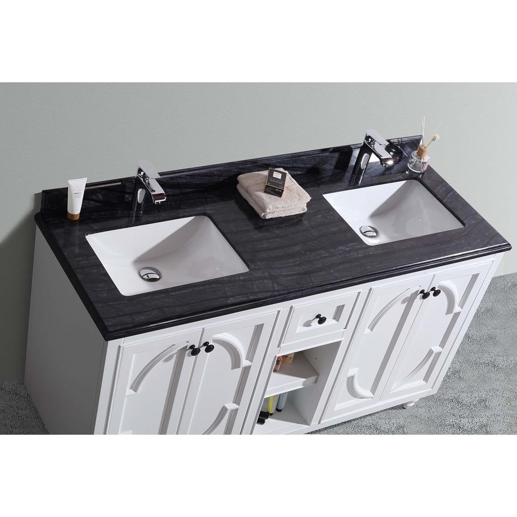 Laviva Odyssey 60" White Double Sink Bathroom Vanity#top-options_black-wood-marble-top