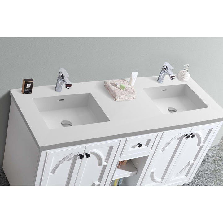 Laviva Odyssey 60" White Double Sink Bathroom Vanity#top-options_matte-white-viva-stone-solid-surface-top
