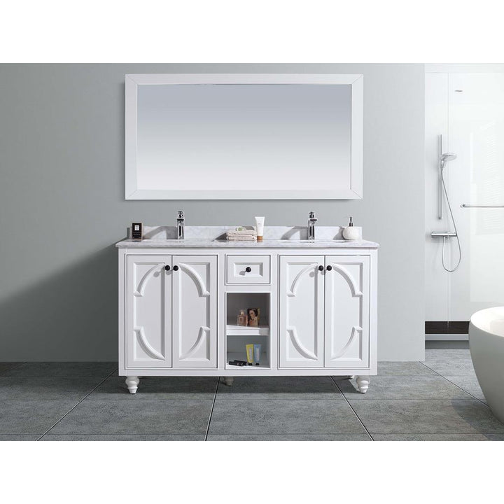 Laviva Odyssey 60" White Double Sink Bathroom Vanity#top-options_white-carrara-marble-top