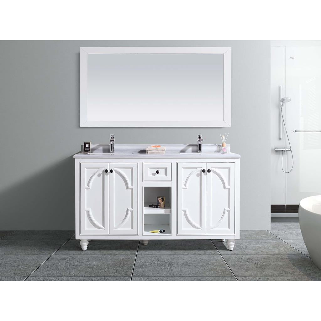 Laviva Odyssey 60" White Double Sink Bathroom Vanity#top-options_white-stripes-marble-top