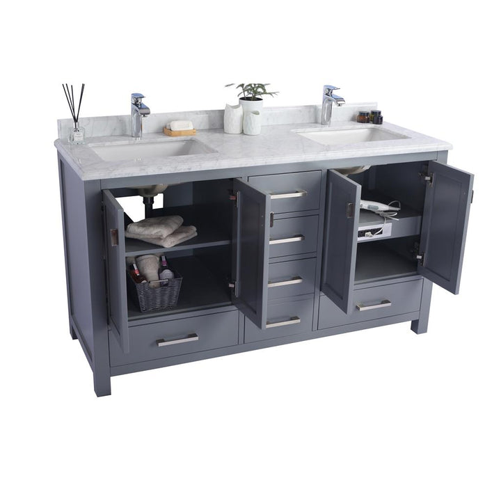 Laviva Wilson 60" Grey Double Sink Bathroom Vanity#top-options_white-stripes-marble-top