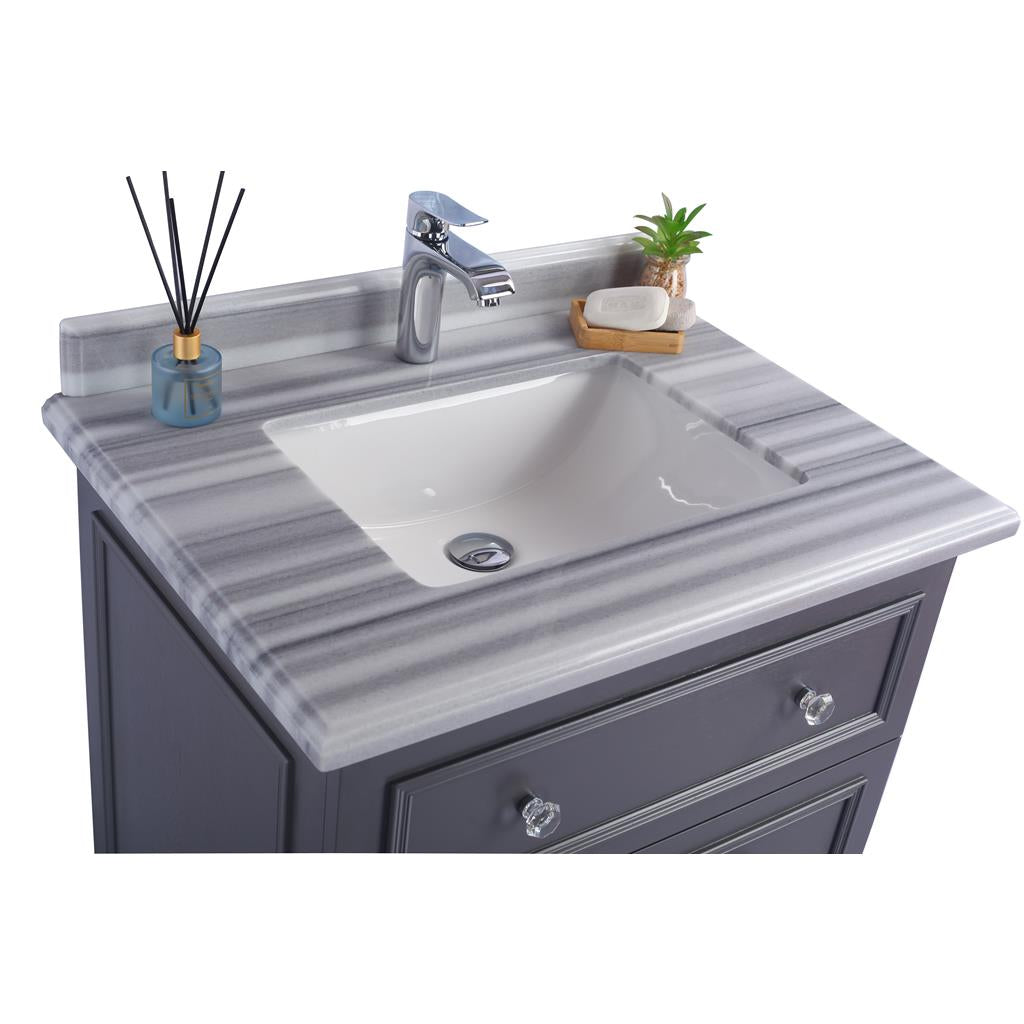 Laviva Luna 30" Maple Grey Bathroom Vanity#top-options_white-stripes-marble-top