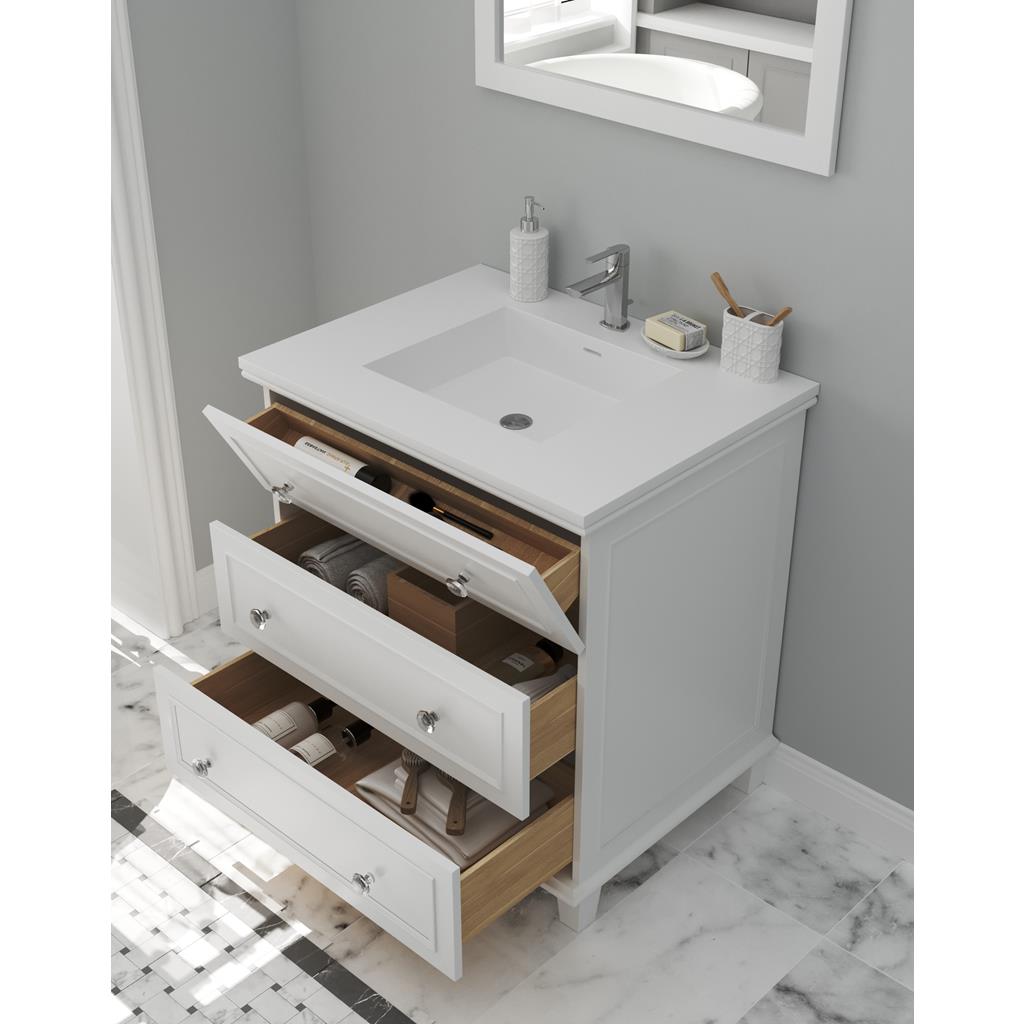 Laviva Luna 30" White Bathroom Vanity#top-options_matte-white-viva-stone-solid-surface-top