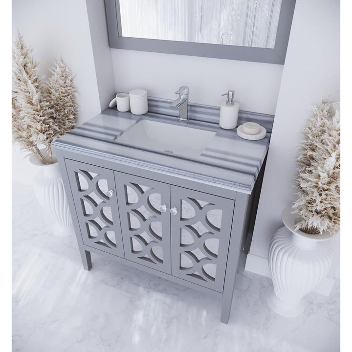 Laviva Mediterraneo 36" Grey Bathroom Vanity#top-options_white-stripes-marble-top