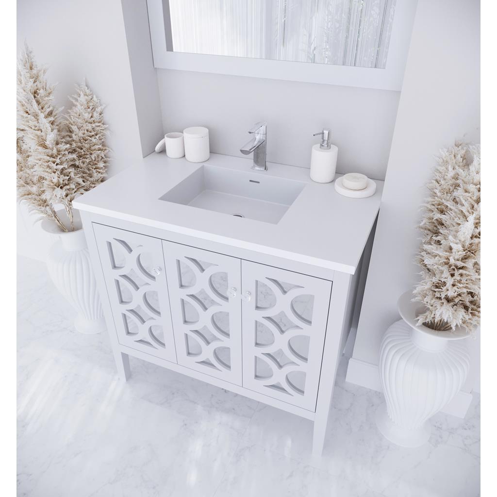 Laviva Mediterraneo 36" White Bathroom Vanity#top-options_matte-white-viva-stone-solid-surface-top