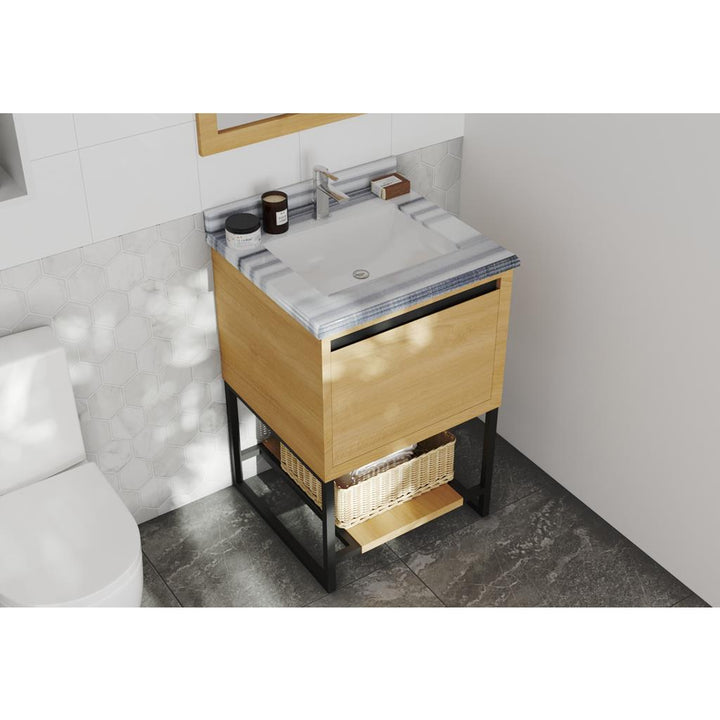 Laviva Alto 24" California White Oak Bathroom Vanity#top-options_white-stripes-marble-top