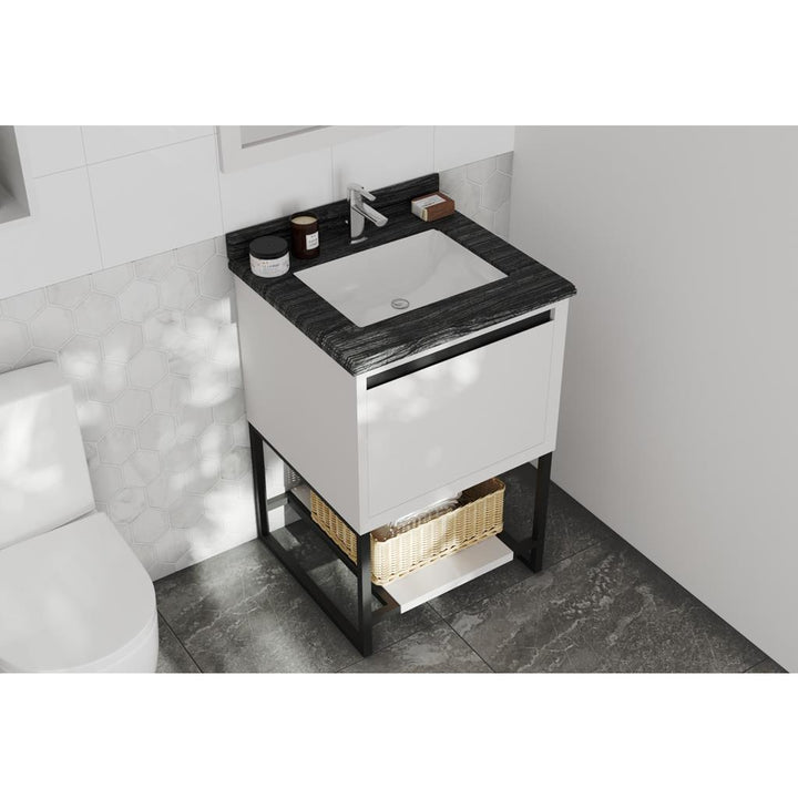 Laviva Alto 24" White Bathroom Vanity#top-options_black-wood-marble-top