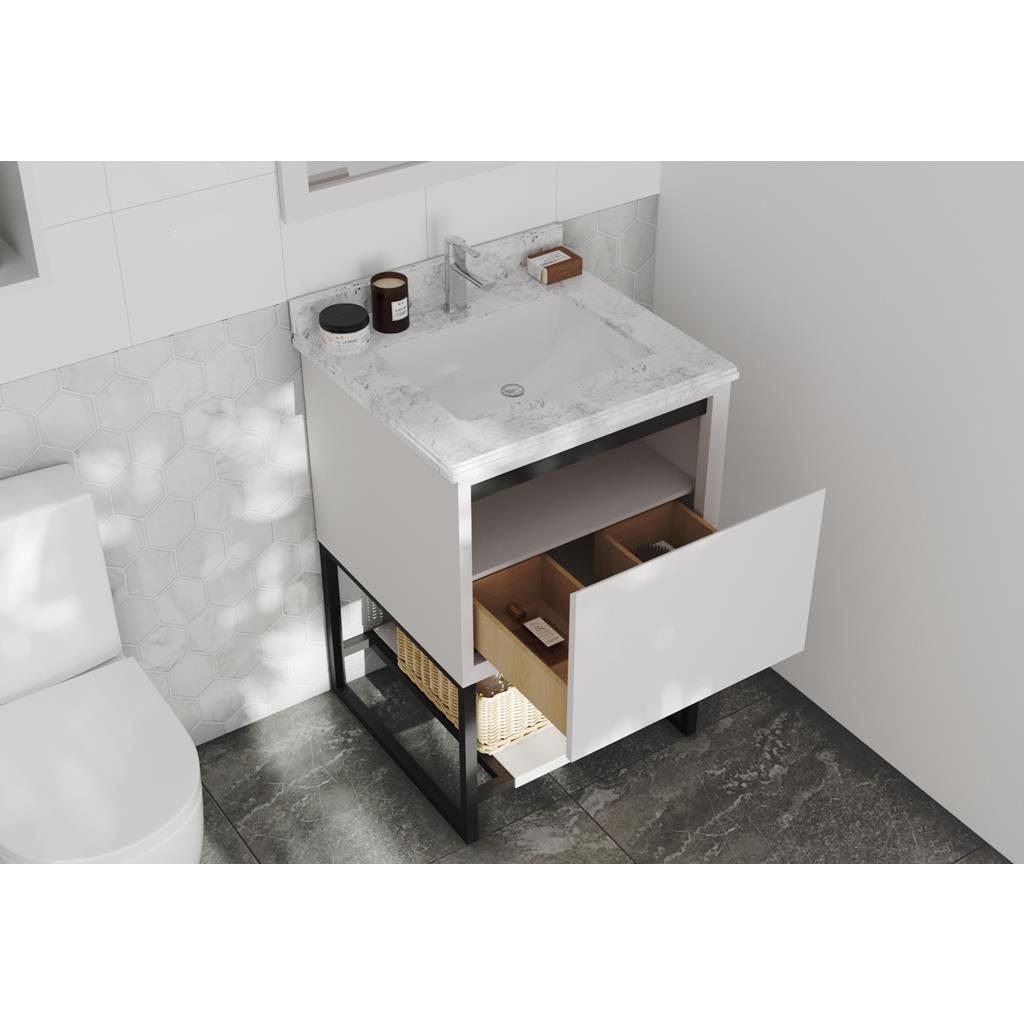 Laviva Alto 24" White Bathroom Vanity#top-options_white-carrara-marble-top