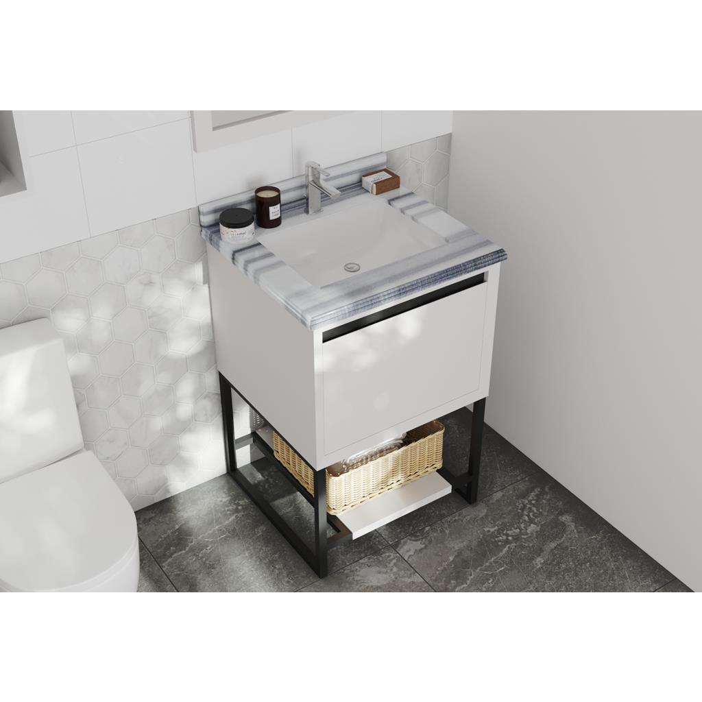 Laviva Alto 24" White Bathroom Vanity#top-options_white-stripes-marble-top