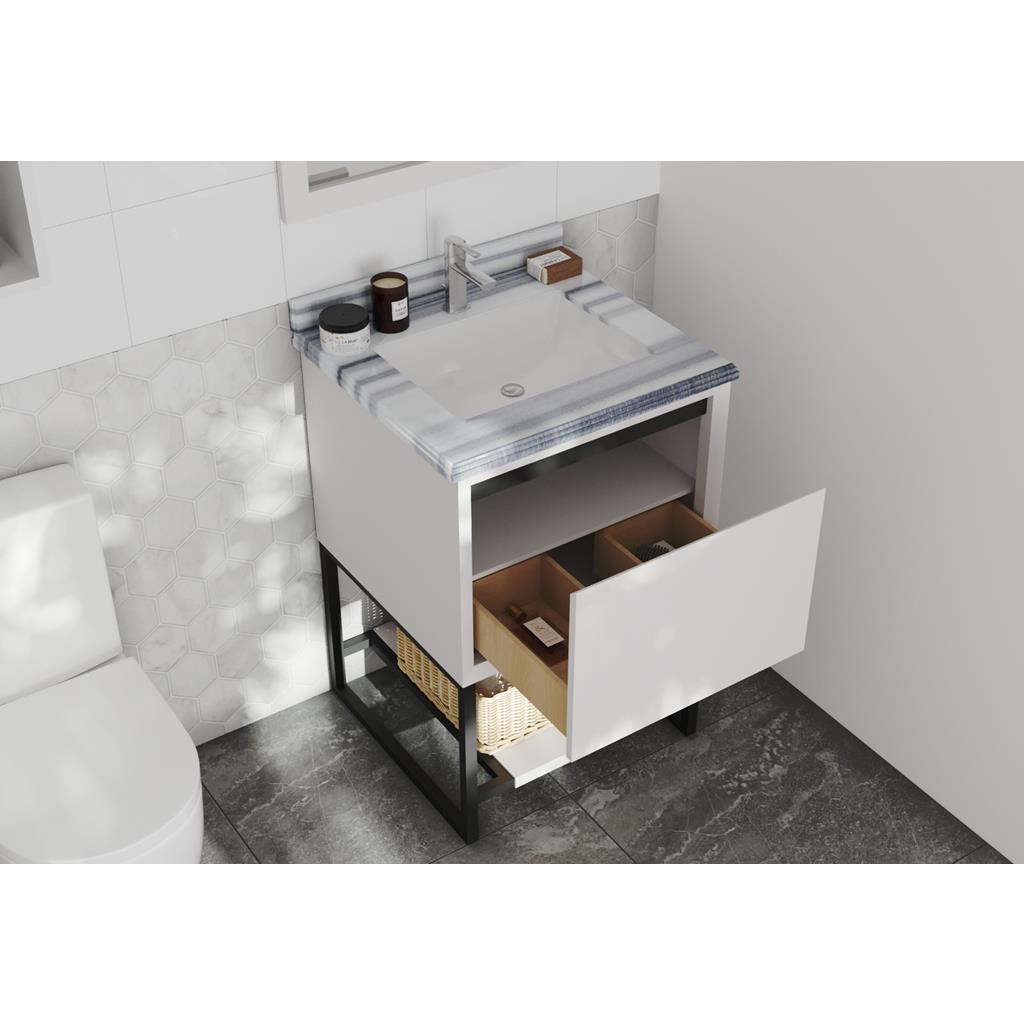 Laviva Alto 24" White Bathroom Vanity#top-options_white-stripes-marble-top