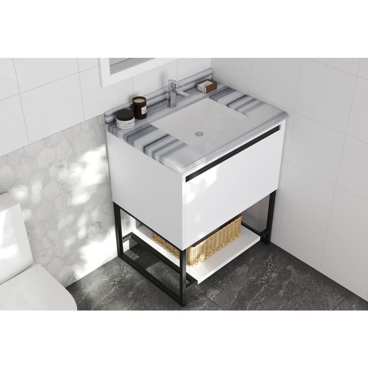 Laviva Alto 30" White Bathroom Vanity#top-options_white-stripes-marble-top