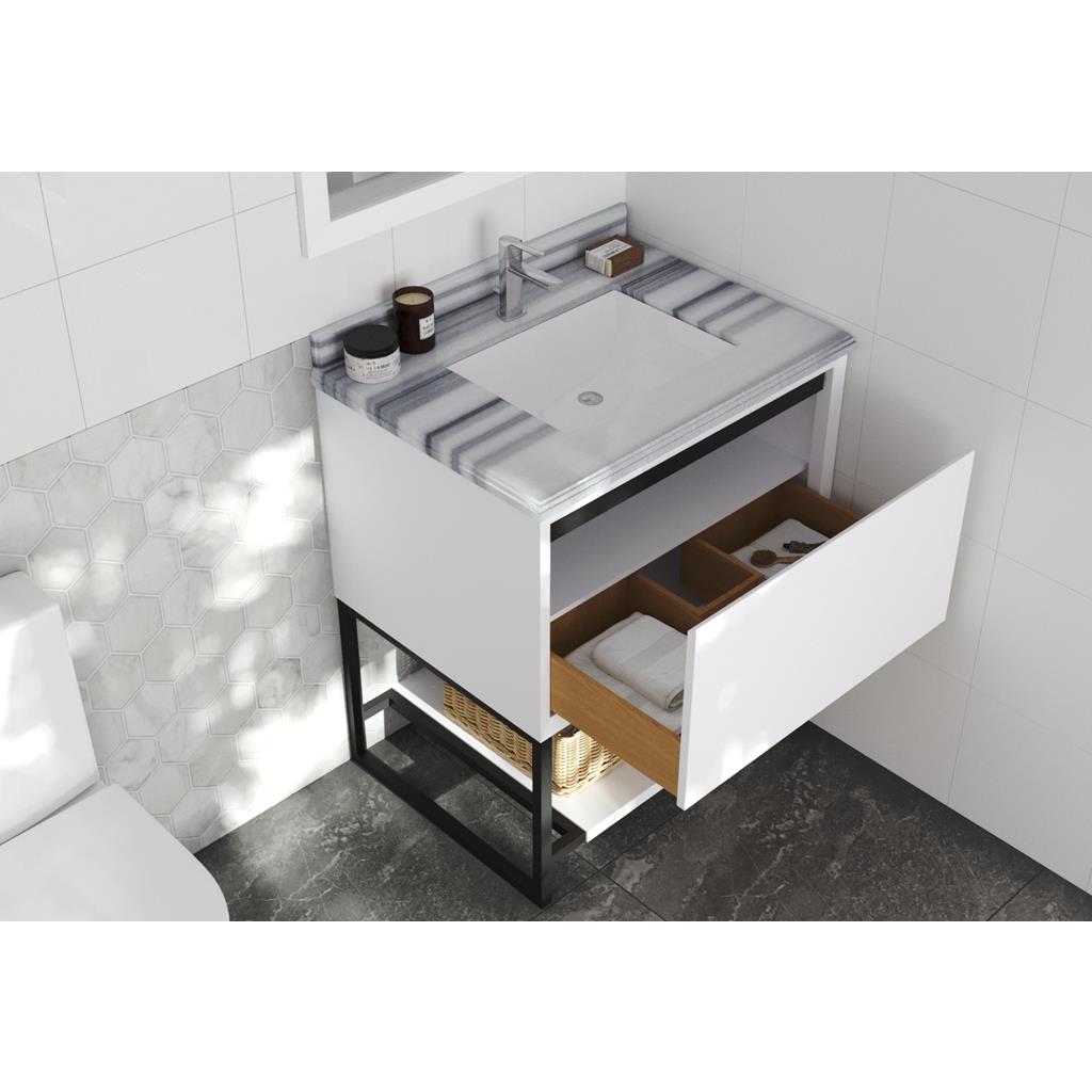 Laviva Alto 30" White Bathroom Vanity#top-options_white-stripes-marble-top