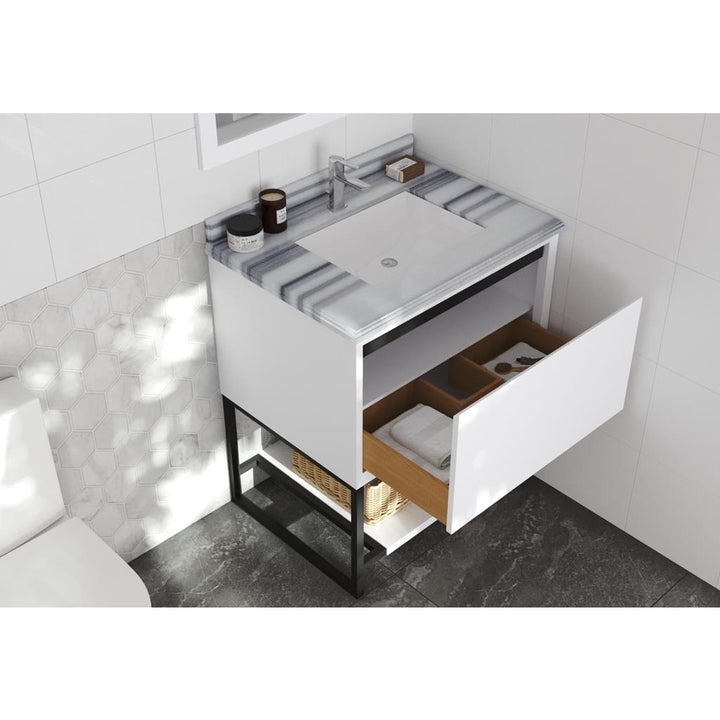 Laviva Alto 30" White Bathroom Vanity#top-options_white-stripes-marble-top