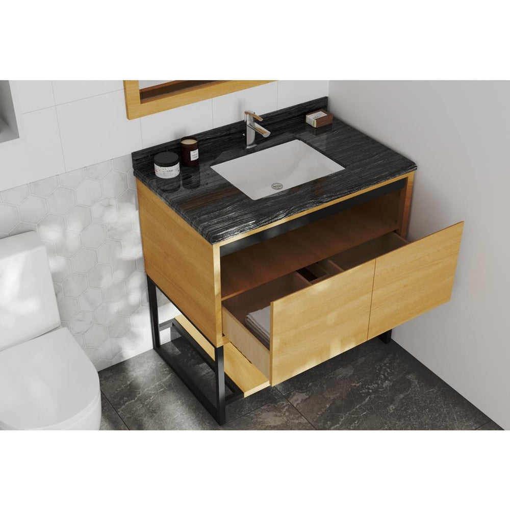 Laviva Alto 36" California White Oak Bathroom Vanity#top-options_black-wood-marble-top