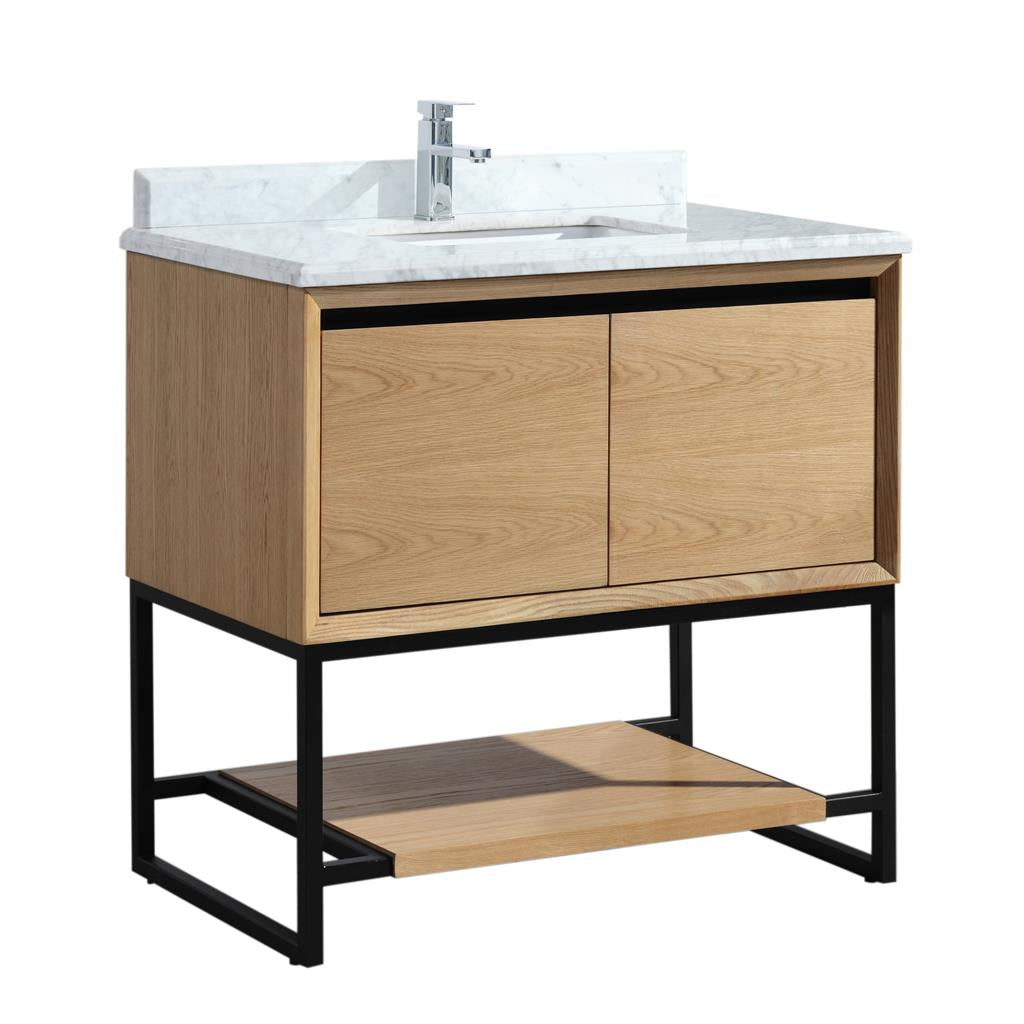 Laviva Alto 36" California White Oak Bathroom Vanity#top-options_white-carrara-marble-top