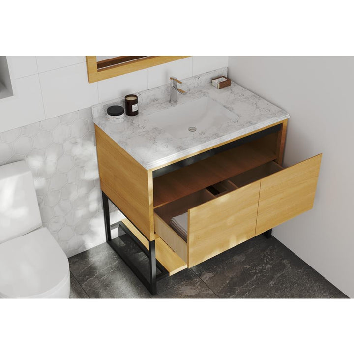 Laviva Alto 36" California White Oak Bathroom Vanity#top-options_white-carrara-marble-top