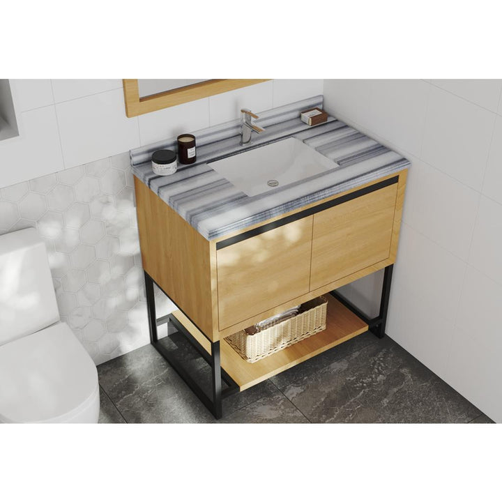 Laviva Alto 36" California White Oak Bathroom Vanity#top-options_white-stripes-marble-top