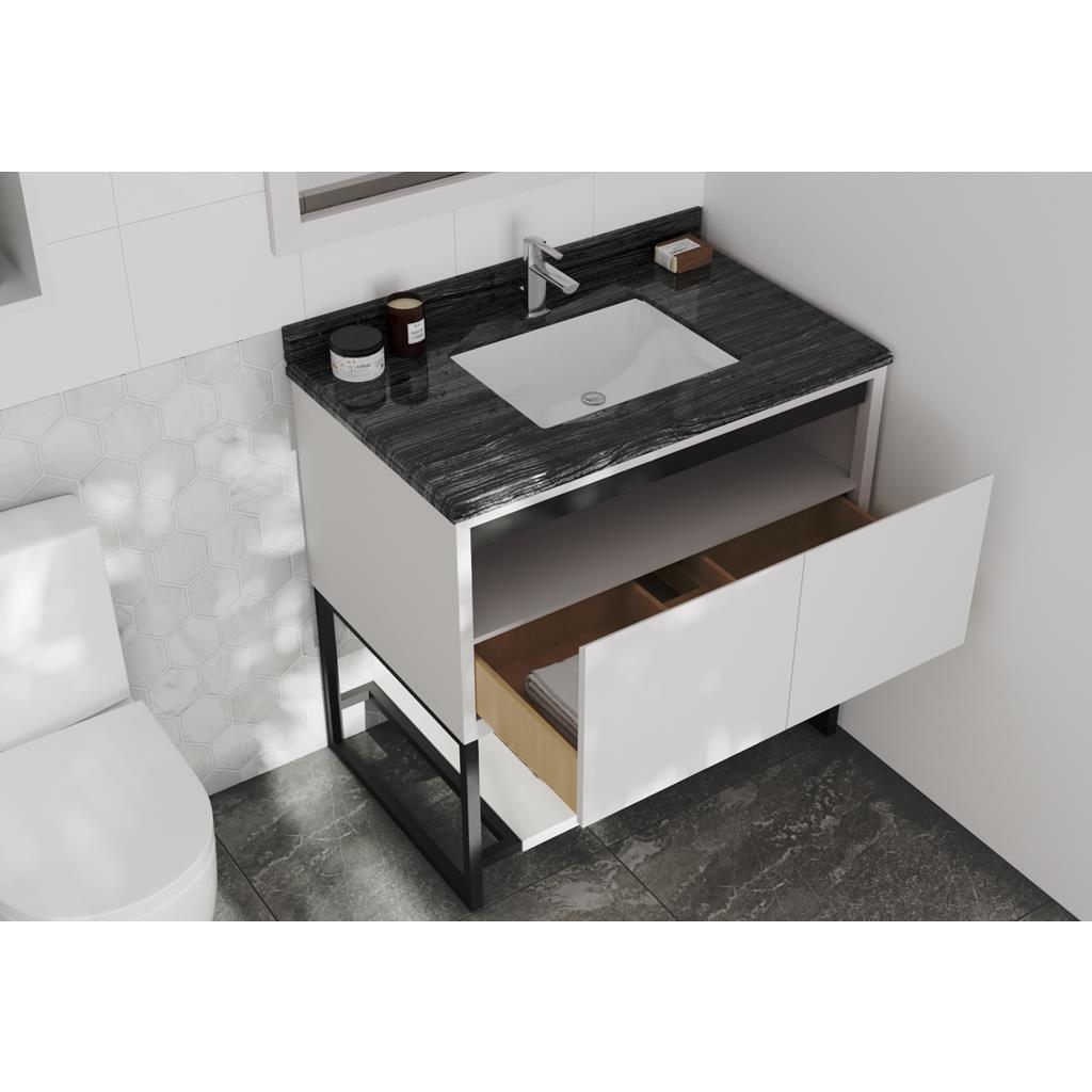 Laviva Alto 36" White Bathroom Vanity#top-options_black-wood-marble-top