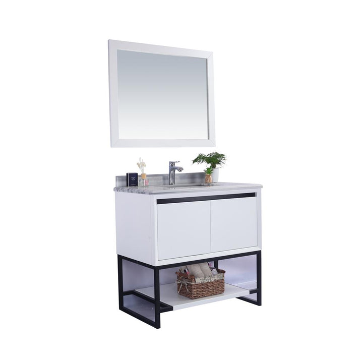 Laviva Alto 36" White Bathroom Vanity#top-options_white-stripes-marble-top