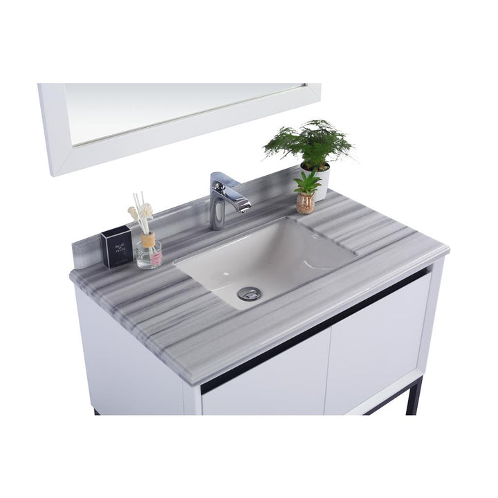 Laviva Alto 36" White Bathroom Vanity#top-options_white-stripes-marble-top