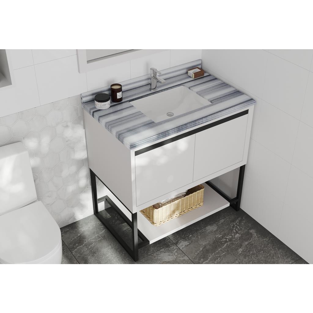 Laviva Alto 36" White Bathroom Vanity#top-options_white-stripes-marble-top