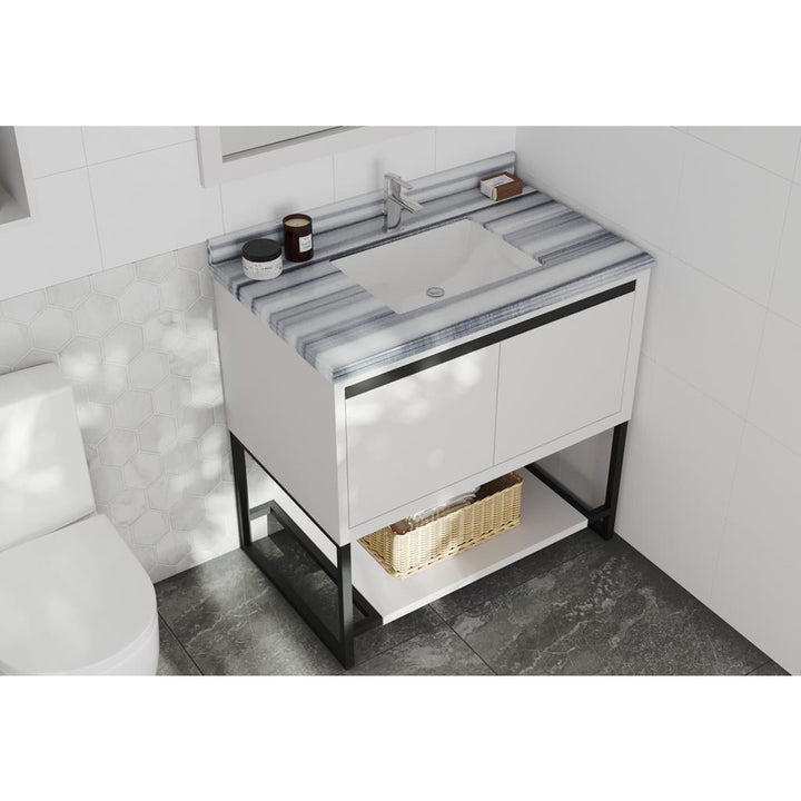 Laviva Alto 36" White Bathroom Vanity#top-options_white-stripes-marble-top