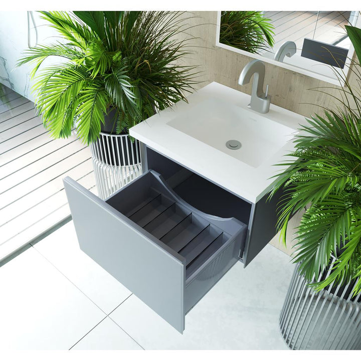 Laviva Vitri 24" Fossil Grey Bathroom Vanity#top-options_viva-stone-matte-white-solid-surface-top