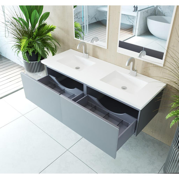 Laviva Vitri 60" Fossil Grey Double Sink Bathroom Vanity Cabinet Only, No Top#top-options_cabinet-only-no-top