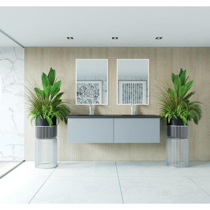 Laviva Vitri 60" Fossil Grey Double Sink Bathroom Vanity Cabinet Only, No Top#top-options_cabinet-only-no-top