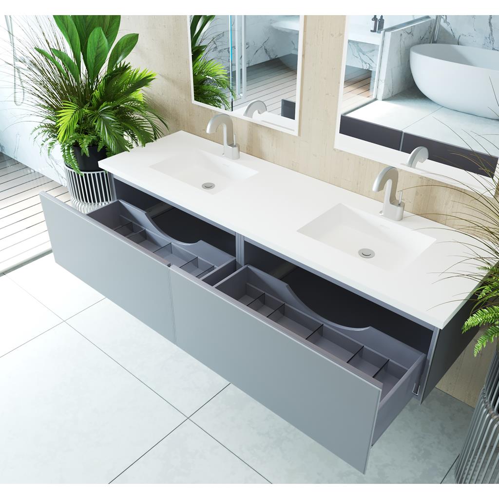 Laviva Vitri 72" Fossil Grey Double Sink Bathroom Vanity Cabinet Only, No Top#top-options_cabinet-only-no-top