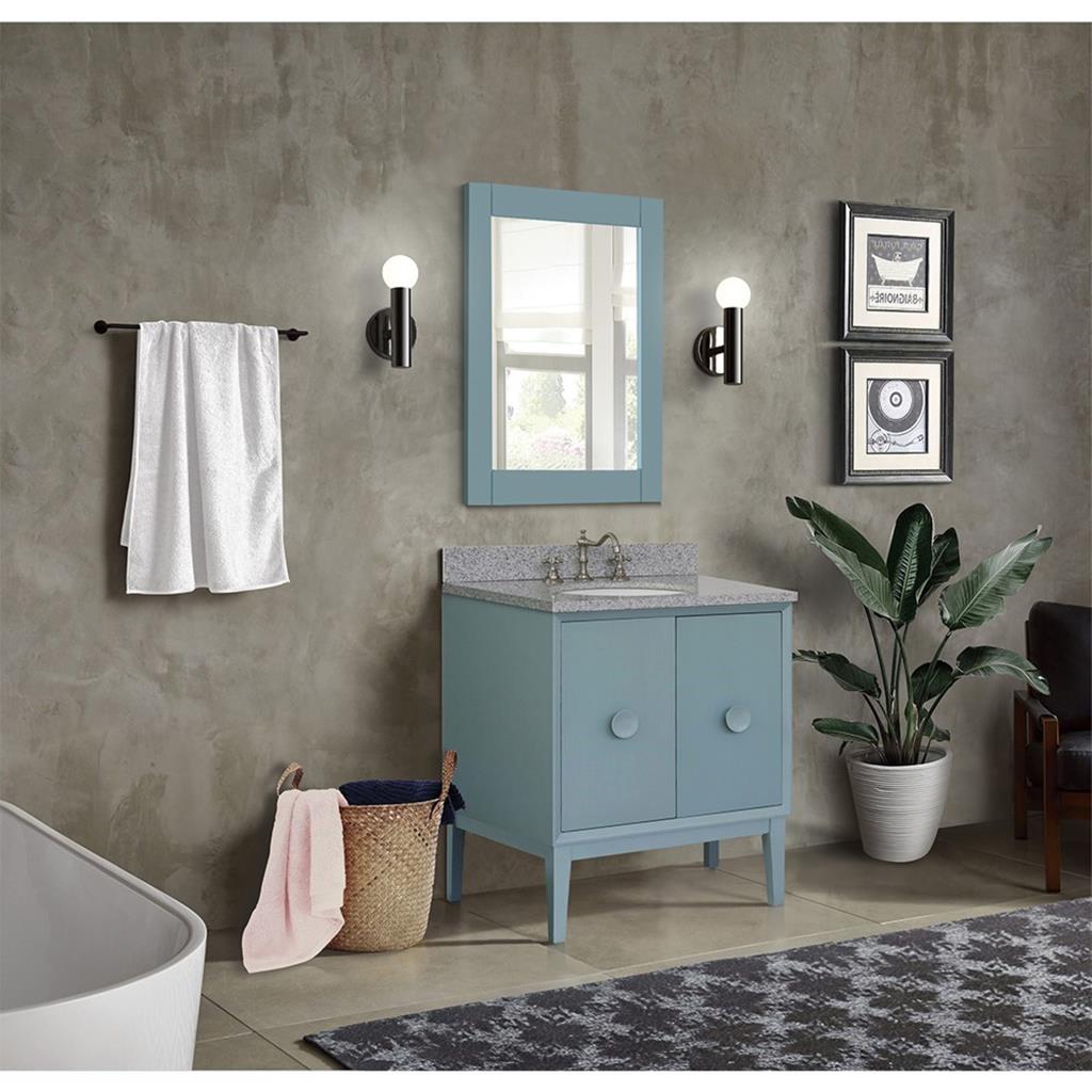Bellaterra Home, Stora 31" Aqua Blue Vanity, Oval Sink, Gray Granite#top-options_gray-granite-top