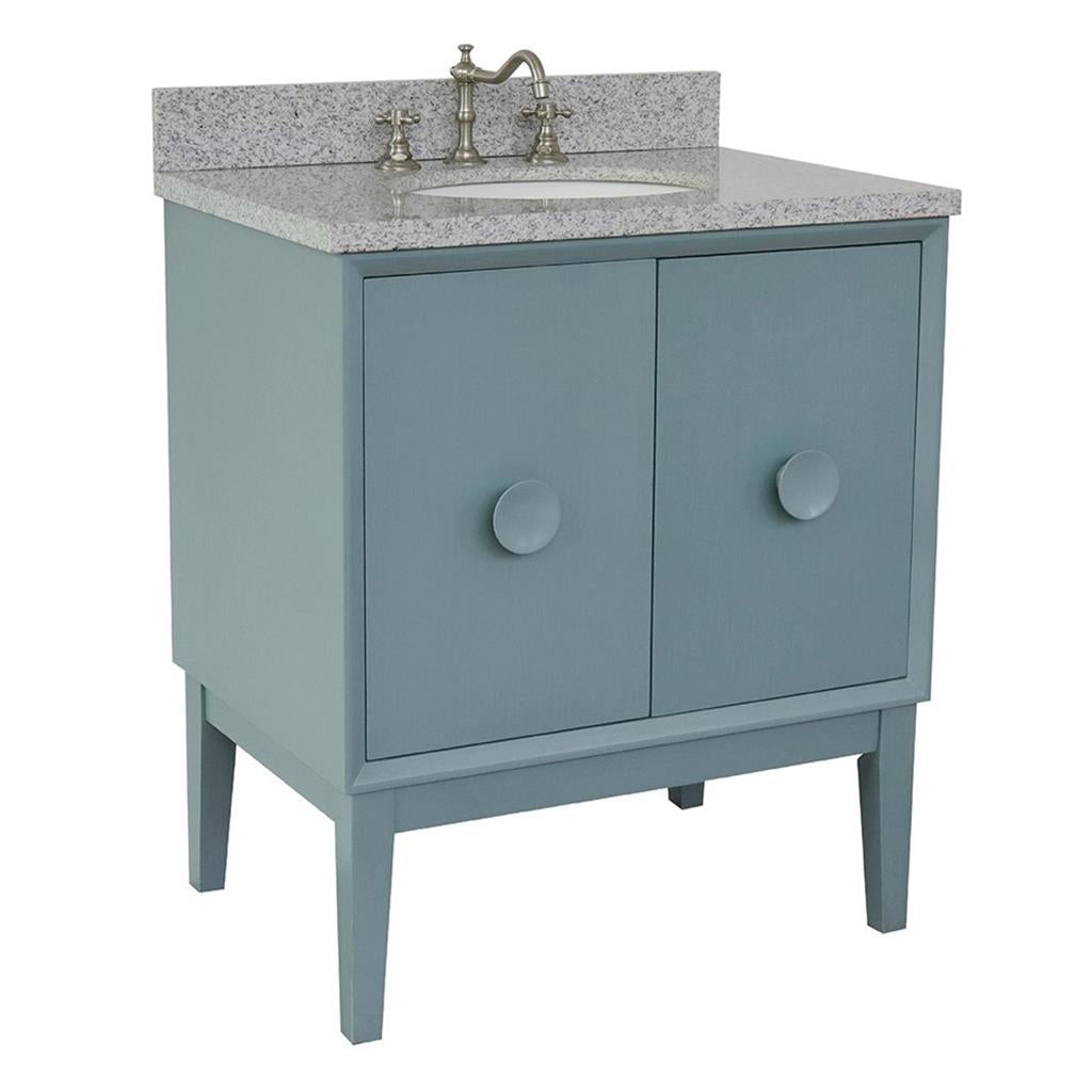 Bellaterra Home, Stora 31" Aqua Blue Vanity, Oval Sink, Gray Granite#top-options_gray-granite-top