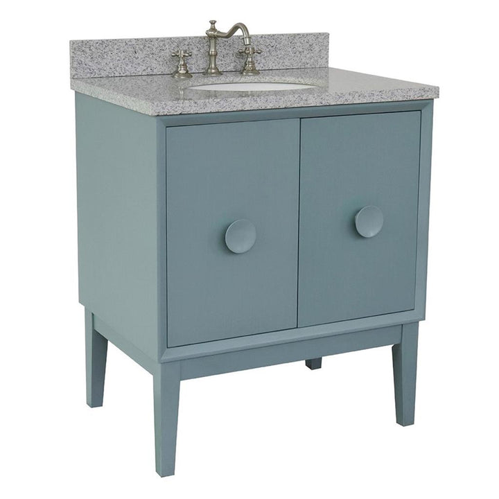 Bellaterra Home, Stora 31" Aqua Blue Vanity, Oval Sink, Gray Granite#top-options_gray-granite-top