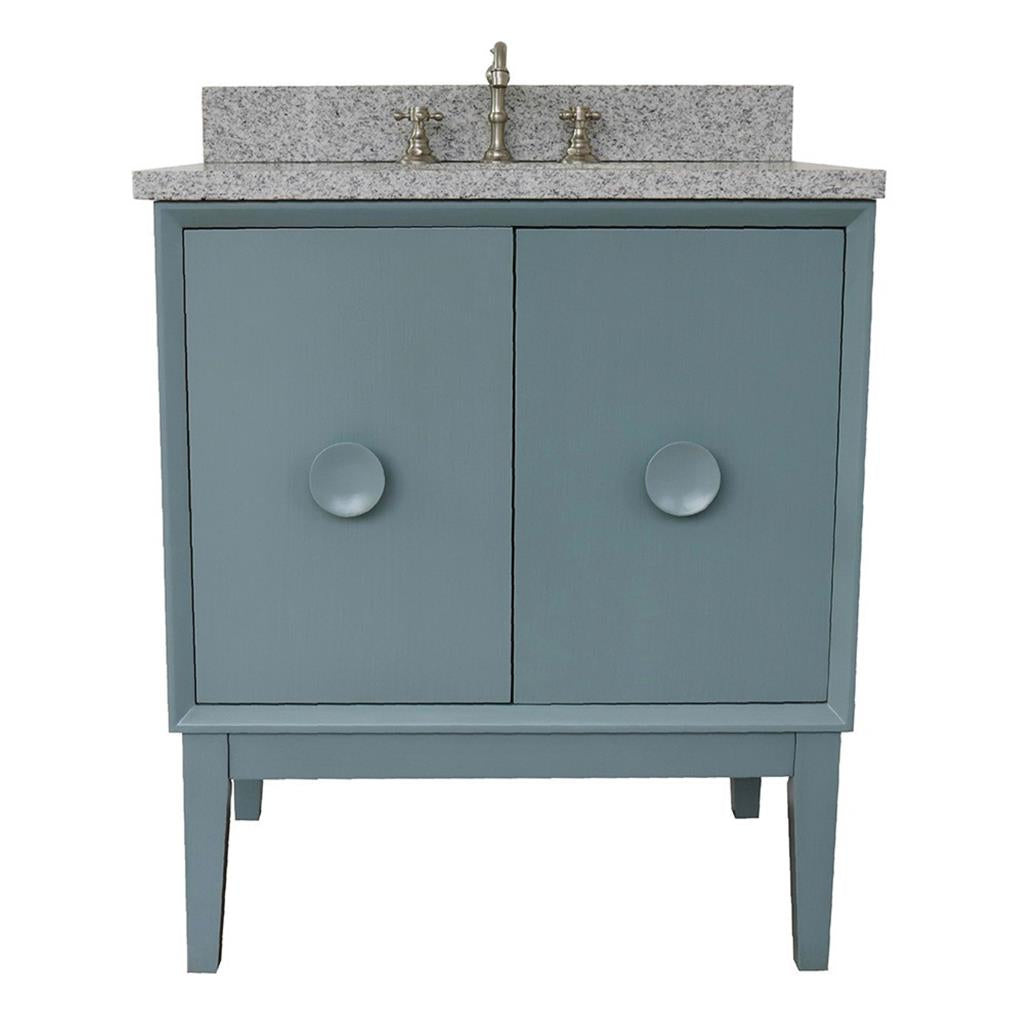 Bellaterra Home, Stora 31" Aqua Blue Vanity, Oval Sink, Gray Granite#top-options_gray-granite-top