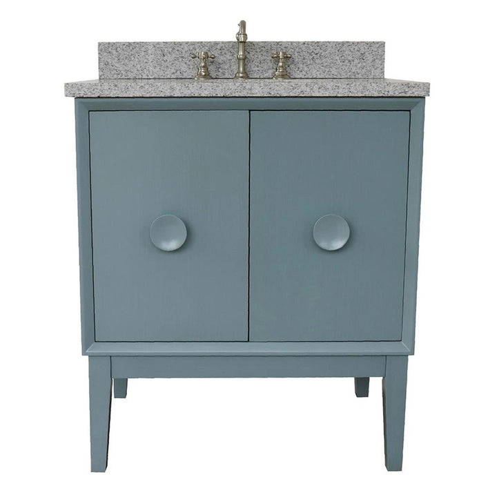 Bellaterra Home, Stora 31" Aqua Blue Vanity, Oval Sink, Gray Granite#top-options_gray-granite-top