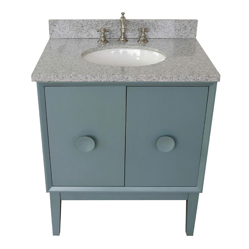 Bellaterra Home, Stora 31" Aqua Blue Vanity, Oval Sink, Gray Granite#top-options_gray-granite-top