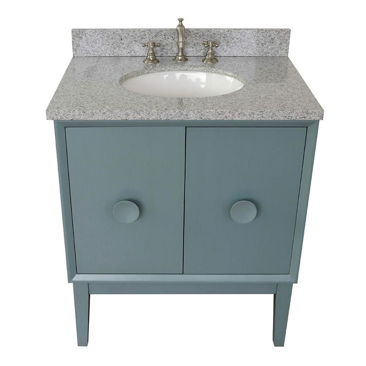 Bellaterra Home, Stora 31" Aqua Blue Vanity, Oval Sink, Gray Granite#top-options_gray-granite-top
