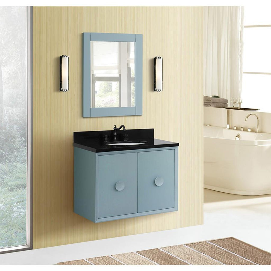 Bellaterra Home, Stora 31" Aqua Blue Wall Mount Vanity, Oval Sink, Black Galaxy Granite#top-options_black-galaxy-granite-top