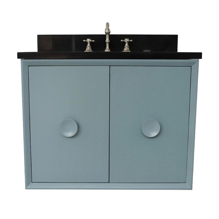 Bellaterra Home, Stora 31" Aqua Blue Wall Mount Vanity, Oval Sink, Black Galaxy Granite#top-options_black-galaxy-granite-top