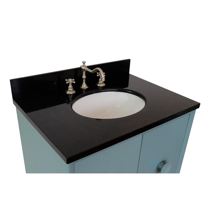Bellaterra Home, Stora 31" Aqua Blue Wall Mount Vanity, Oval Sink, Black Galaxy Granite#top-options_black-galaxy-granite-top