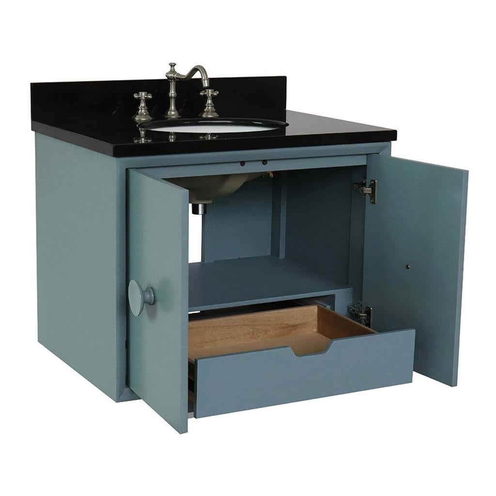 Bellaterra Home, Stora 31" Aqua Blue Wall Mount Vanity, Oval Sink, Black Galaxy Granite#top-options_black-galaxy-granite-top