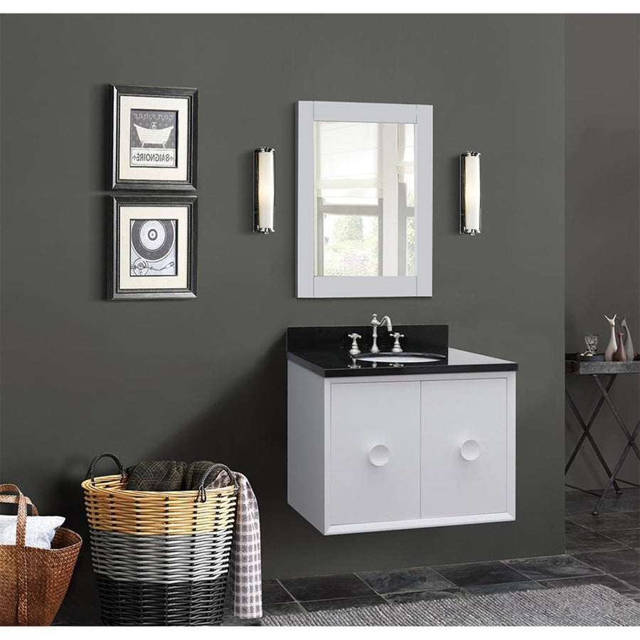 Bellaterra Home, Stora 31" White Wall Mount Vanity, Oval Sink, Black Galaxy Granite#top-options_black-galaxy-granite-top