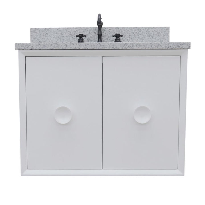 Bellaterra Home, Stora 31" White Wall Mount Vanity, Oval Sink, Gray Granite#top-options_gray-granite-top