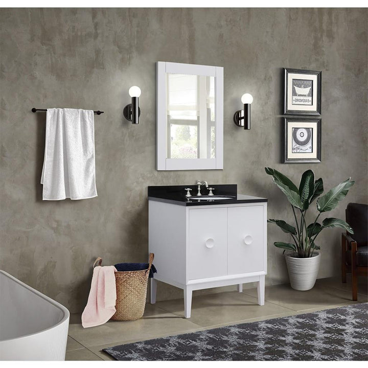 Bellaterra Home, Stora 31" White Vanity, Oval Sink, Black Galaxy Granite#top-options_black-galaxy-granite-top