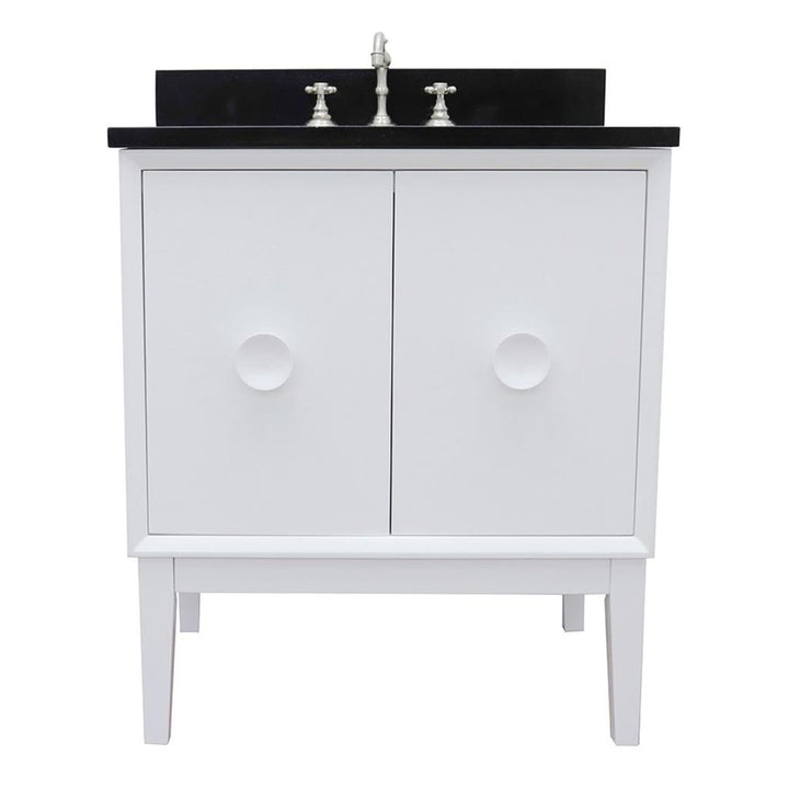 Bellaterra Home, Stora 31" White Vanity, Oval Sink, Black Galaxy Granite#top-options_black-galaxy-granite-top
