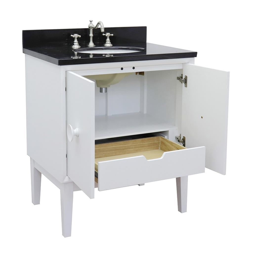Bellaterra Home, Stora 31" White Vanity, Oval Sink, Black Galaxy Granite#top-options_black-galaxy-granite-top