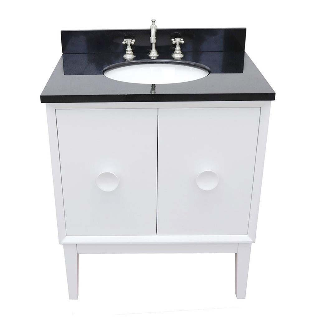 Bellaterra Home, Stora 31" White Vanity, Oval Sink, Black Galaxy Granite#top-options_black-galaxy-granite-top